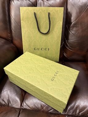 Gucci Shoe Box and Shopping Bag